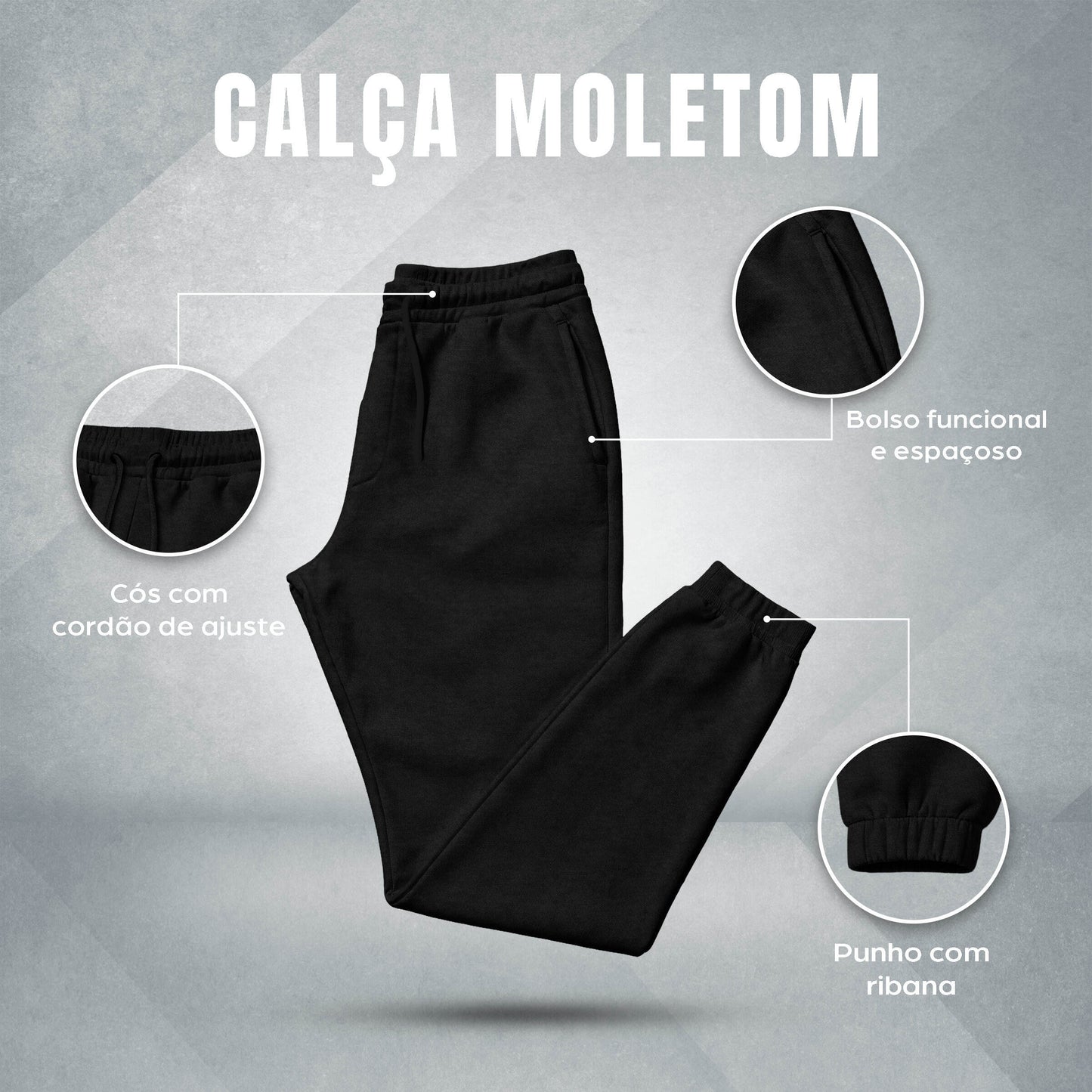 Calça Moletinho / Moletom Liso Algodão Mácio Várias Cores Slim