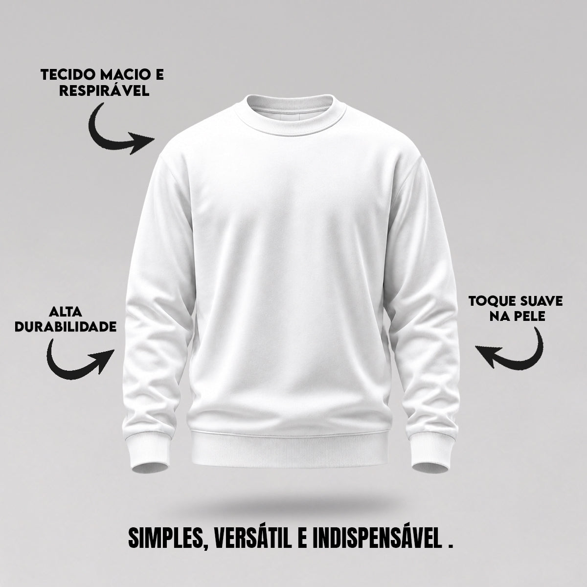 Blusa Moletom Careca Lisa Premium Slim Algodão Mácio