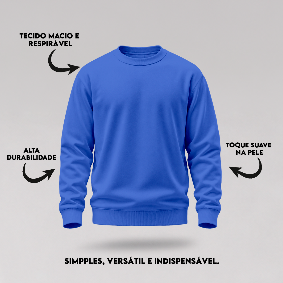 Blusa Moletom Careca Lisa Premium Slim Algodão Mácio