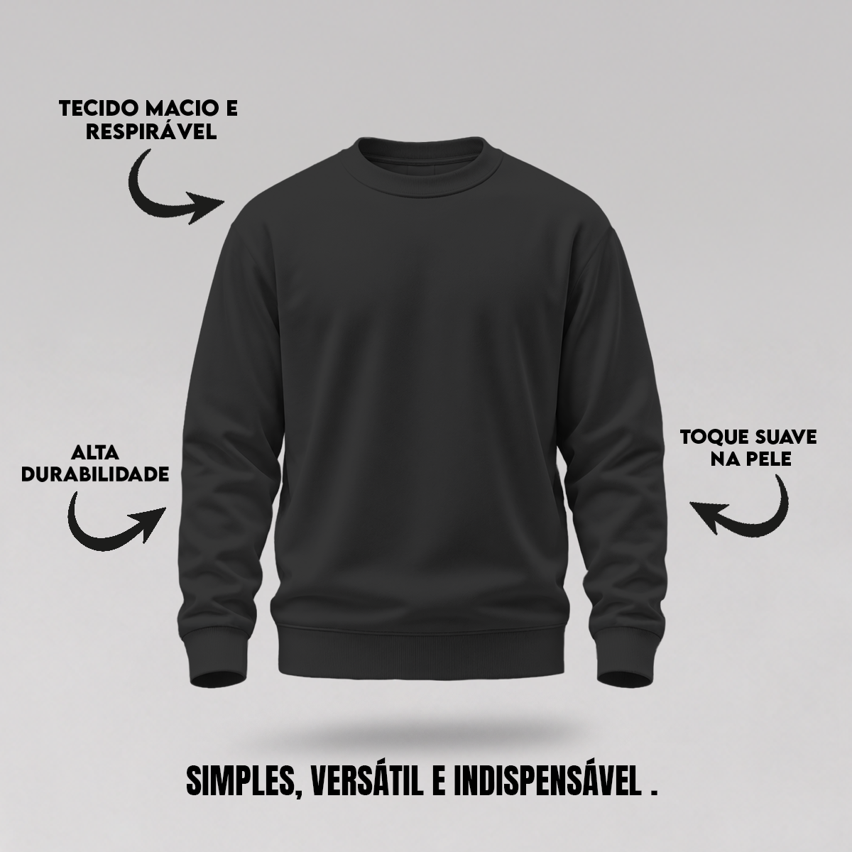 Blusa Moletom Careca Lisa Premium Slim Algodão Mácio