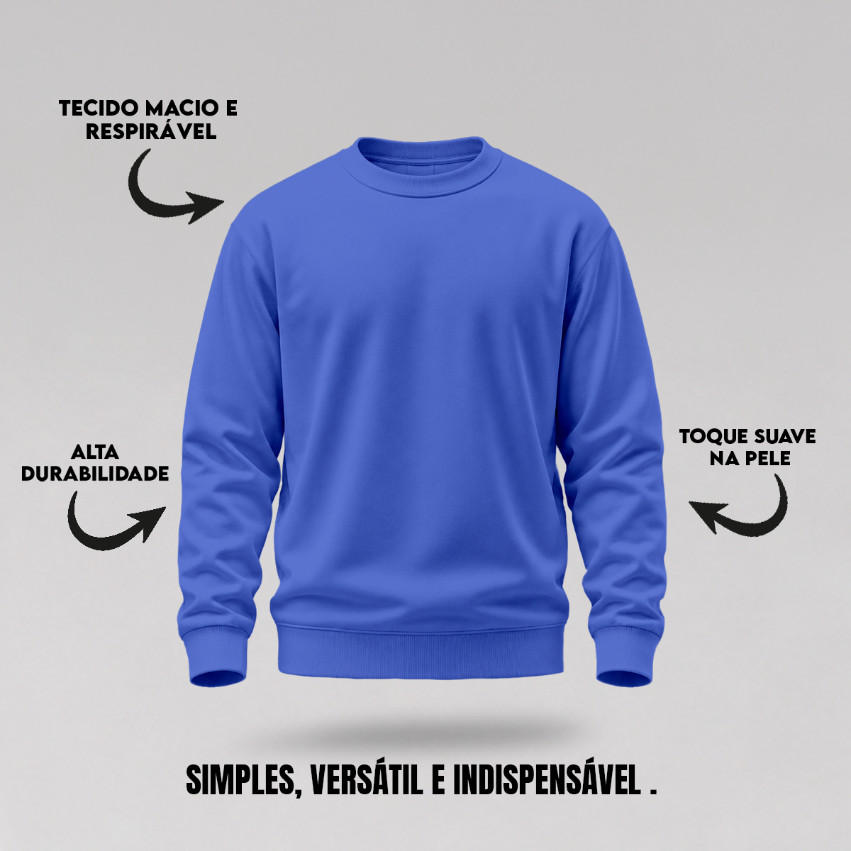 Blusa Moletom Careca Lisa Premium Slim Algodão Mácio
