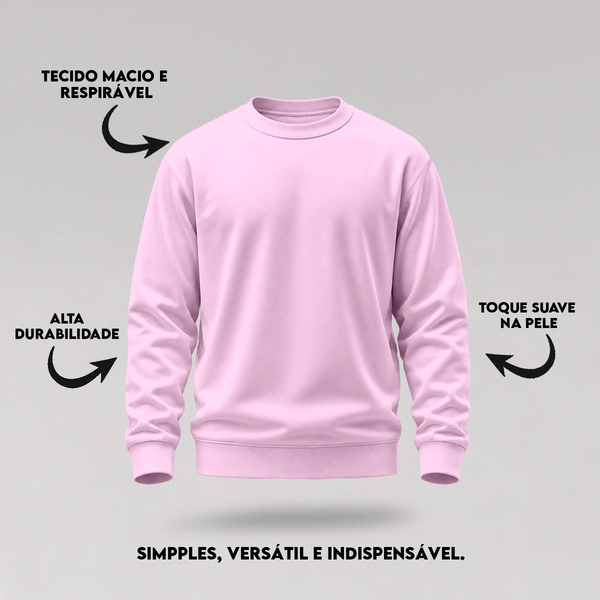 Blusa Moletom Careca Lisa Premium Slim Algodão Mácio