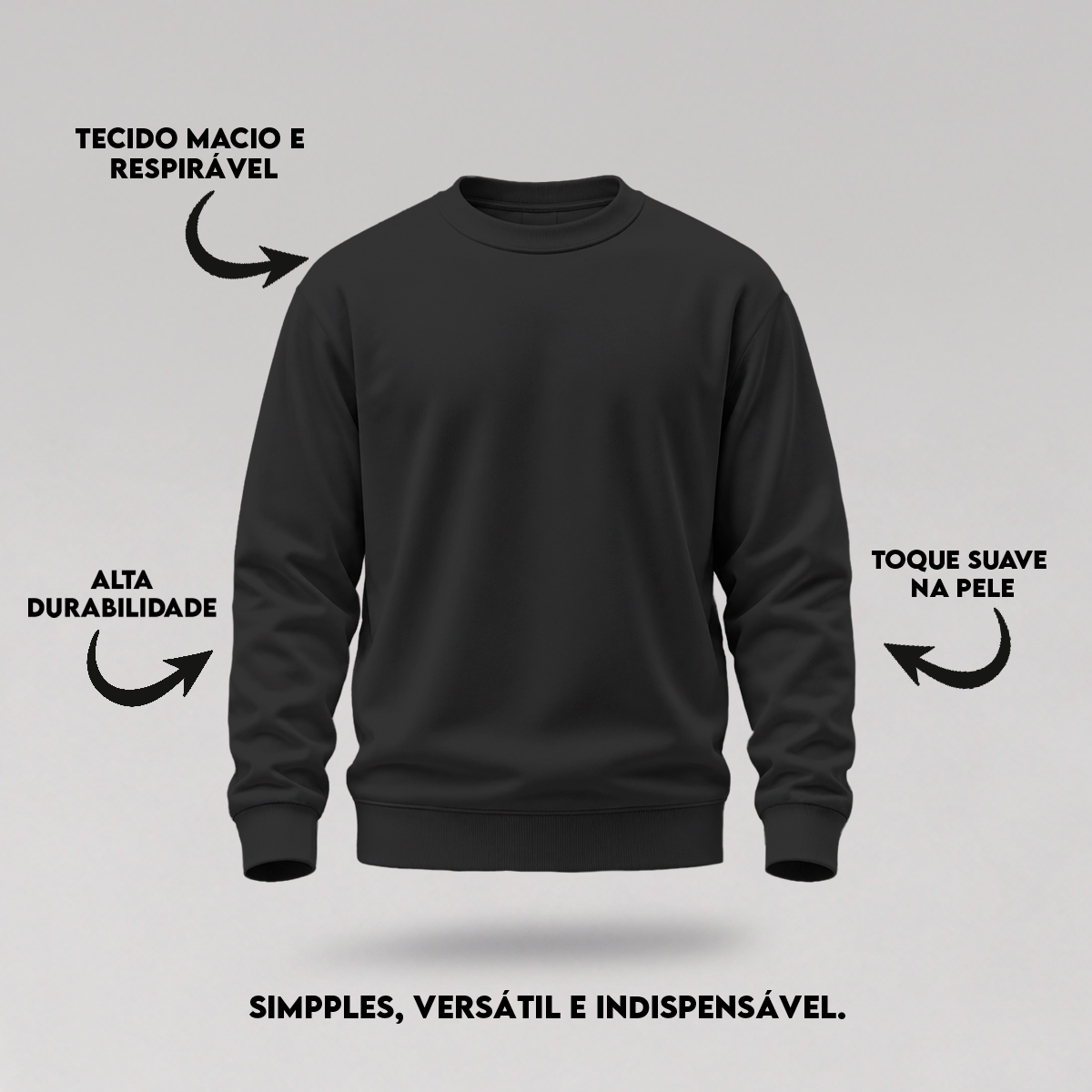 Blusa Moletom Careca Lisa Premium Slim Algodão Mácio