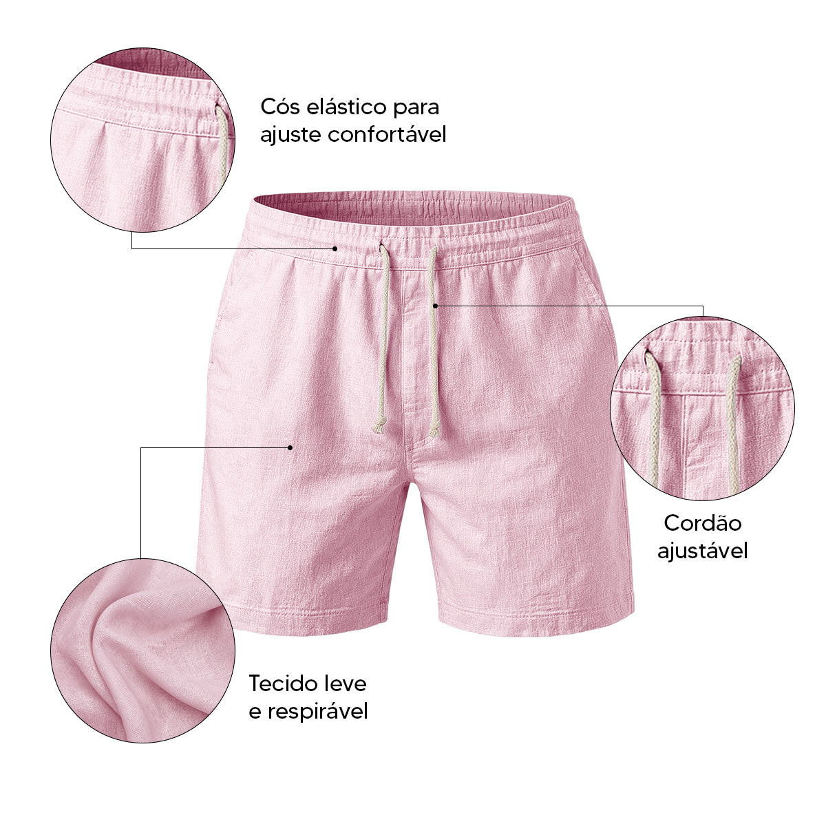 Bermuda Short Linho Masculino Básico Diversas Cores (10 PEÇAS POR VARIAÇÃO)