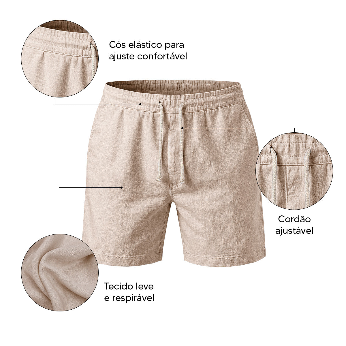 Bermuda Short Linho Masculino Básico Diversas Cores (10 PEÇAS POR VARIAÇÃO)