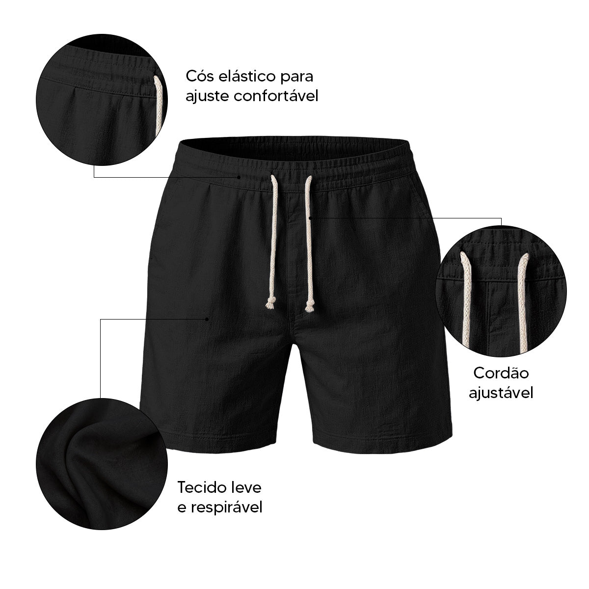 Bermuda Short Linho Masculino Básico Diversas Cores (10 PEÇAS POR VARIAÇÃO)
