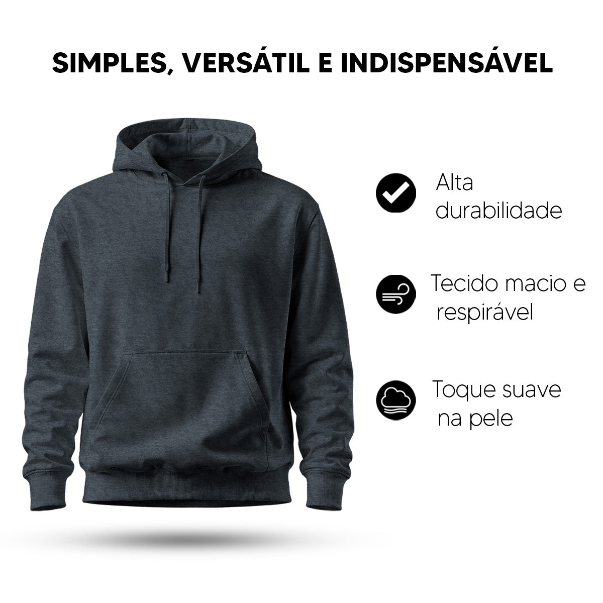 Blusa Moletom Canguru Lisa Premium Slim Algodão (10 PEÇAS POR VARIAÇÃO)