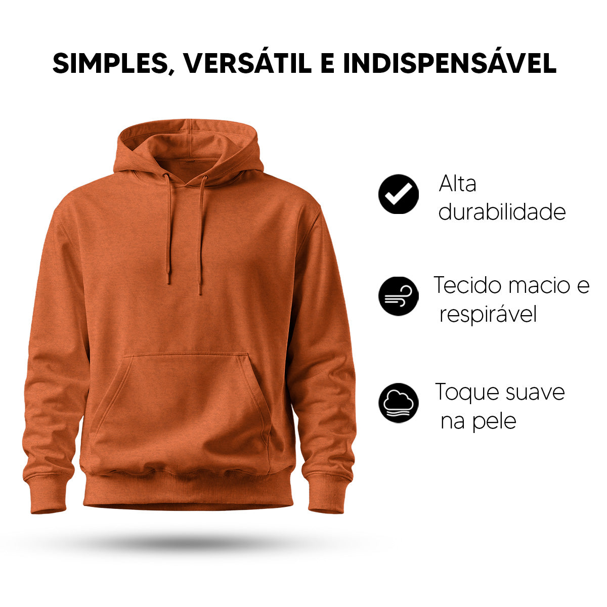 Blusa Moletom Canguru Lisa Premium Slim Algodão (10 PEÇAS POR VARIAÇÃO)