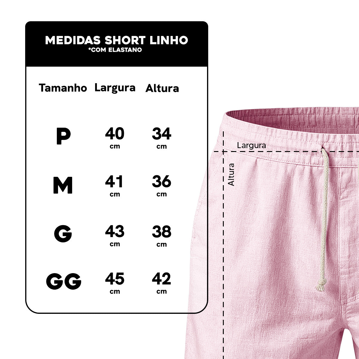 Bermuda Short Linho Masculino Básico Diversas Cores