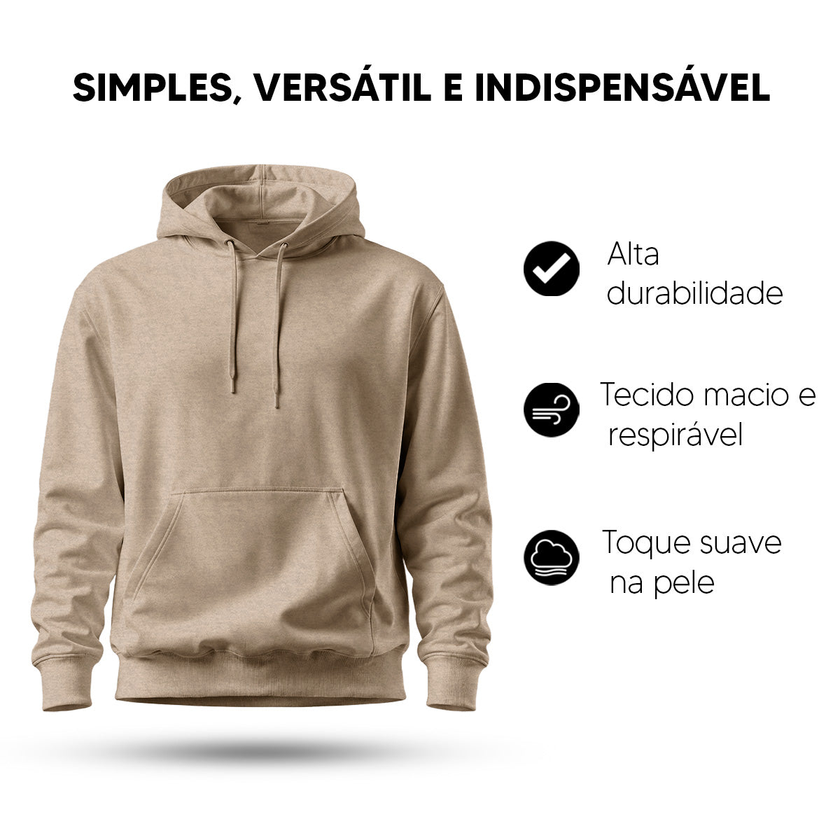 Blusa Moletom Canguru Lisa Premium Slim Algodão (10 PEÇAS POR VARIAÇÃO)
