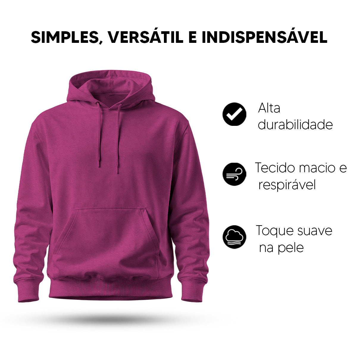 Blusa Moletom Canguru Lisa Premium Slim Algodão Mácio