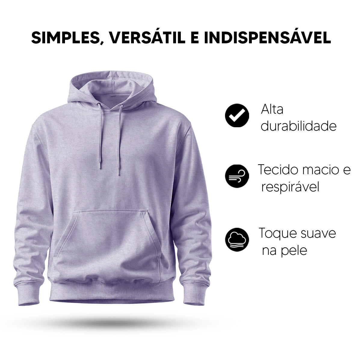 Blusa Moletom Canguru Lisa Premium Slim Algodão (10 PEÇAS POR VARIAÇÃO)