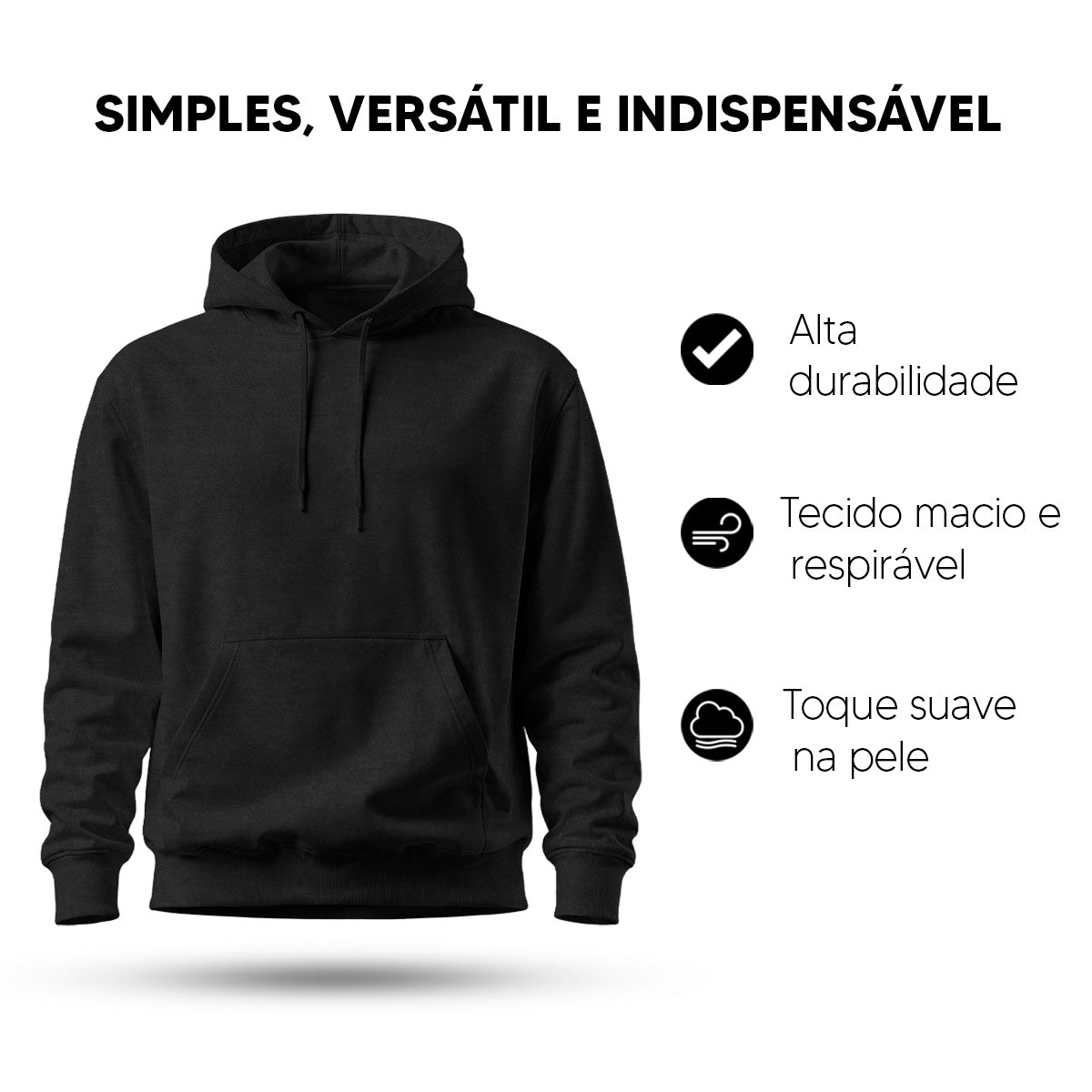 Blusa Moletom Canguru Lisa Premium Slim Algodão (10 PEÇAS POR VARIAÇÃO)