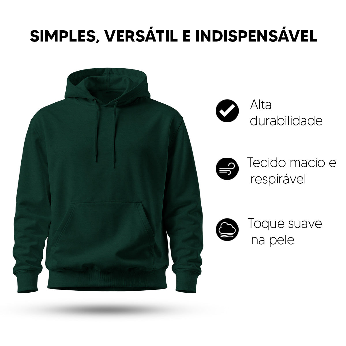 Blusa Moletom Canguru Lisa Premium Slim Algodão (10 PEÇAS POR VARIAÇÃO)