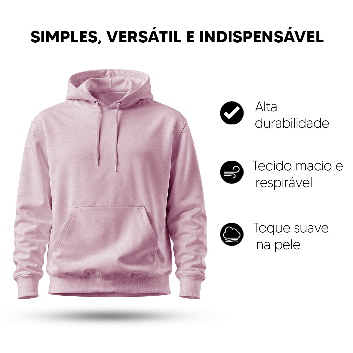 Blusa Moletom Canguru Lisa Premium Slim Algodão (10 PEÇAS POR VARIAÇÃO)