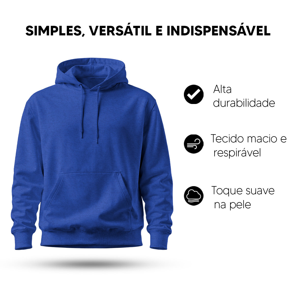 Blusa Moletom Canguru Lisa Premium Slim Algodão (10 PEÇAS POR VARIAÇÃO)