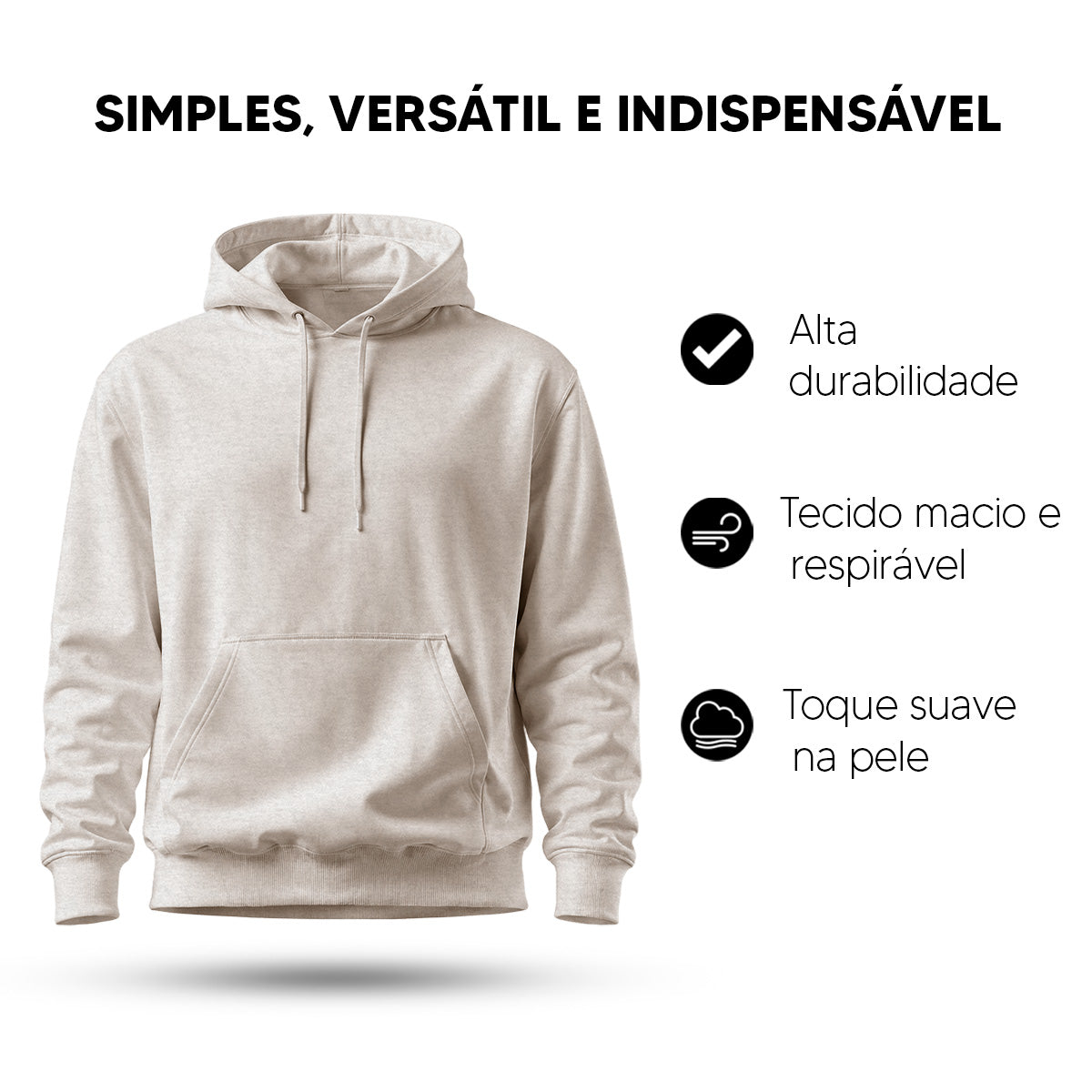 Blusa Moletom Canguru Lisa Premium Slim Algodão (10 PEÇAS POR VARIAÇÃO)