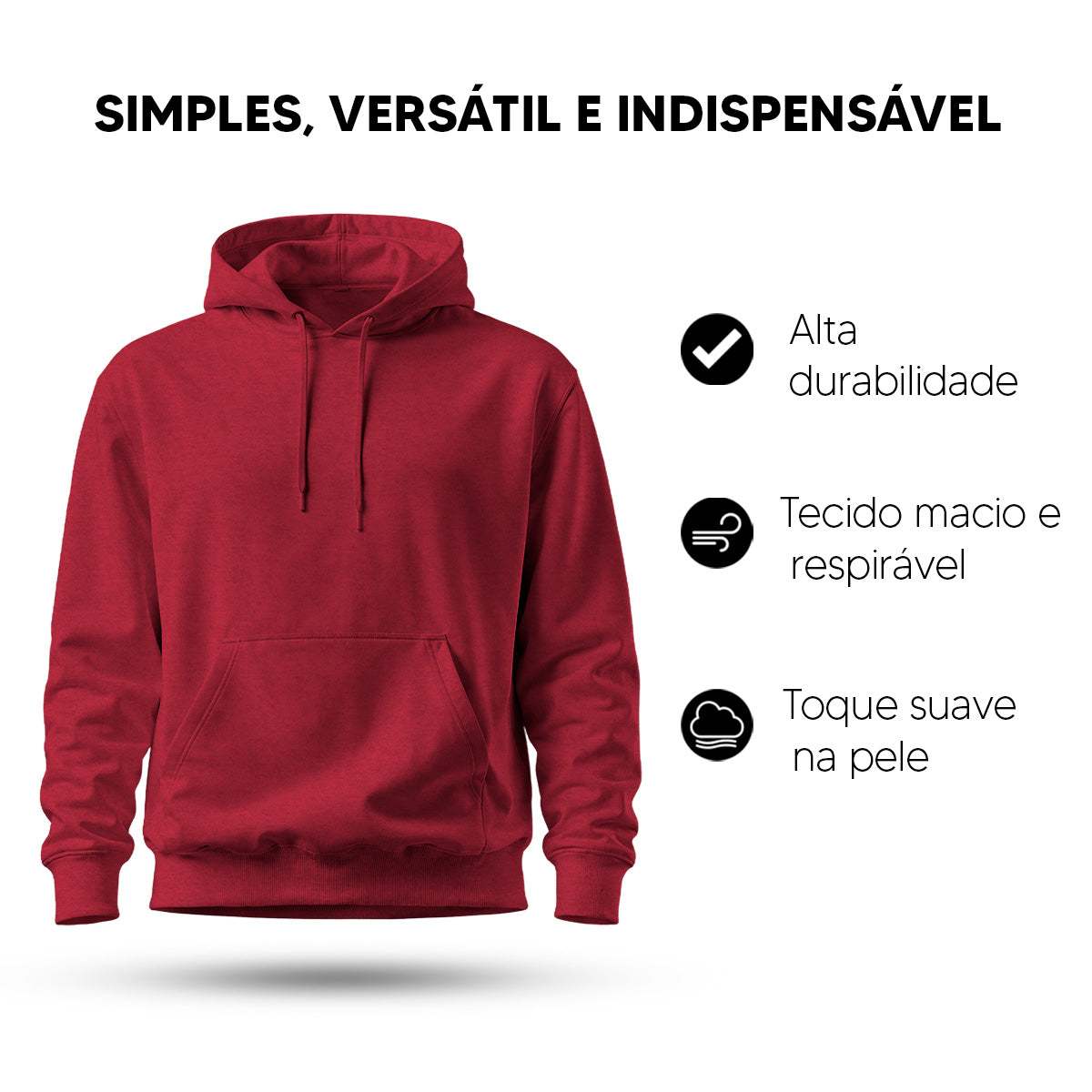 Blusa Moletom Canguru Lisa Premium Slim Algodão (10 PEÇAS POR VARIAÇÃO)