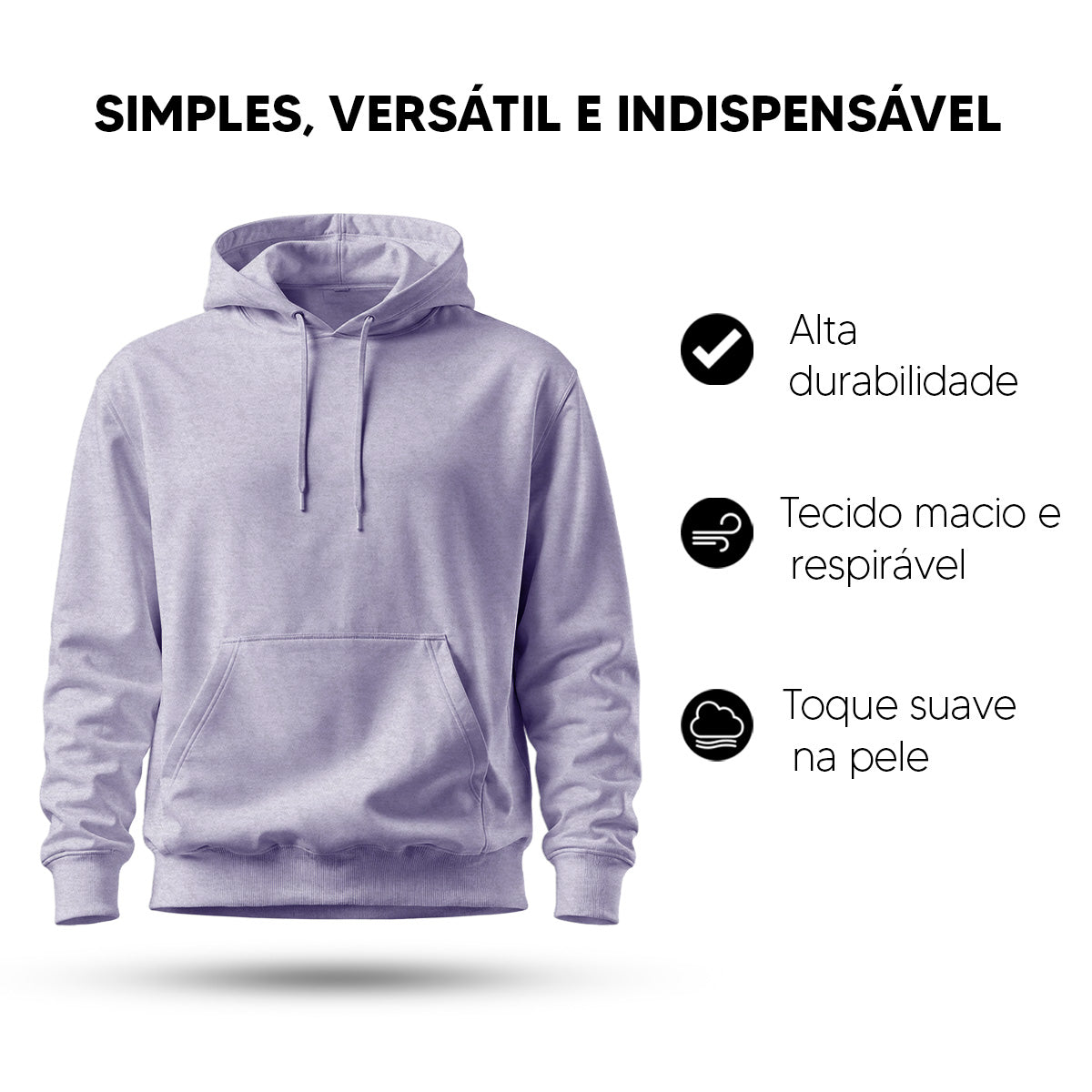 Blusa Moletom Canguru Lisa Premium Slim Algodão Mácio