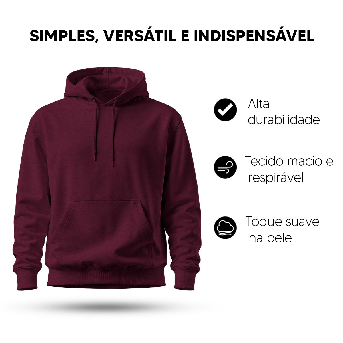 Blusa Moletom Canguru Lisa Premium Slim Algodão (10 PEÇAS POR VARIAÇÃO)