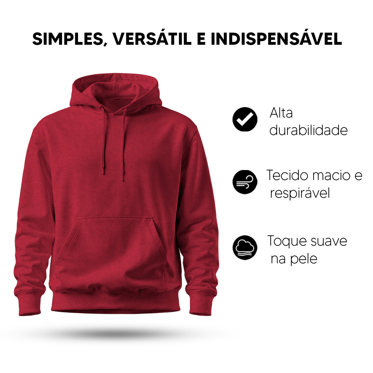 Blusa Moletom Canguru Lisa Premium Slim Algodão Mácio
