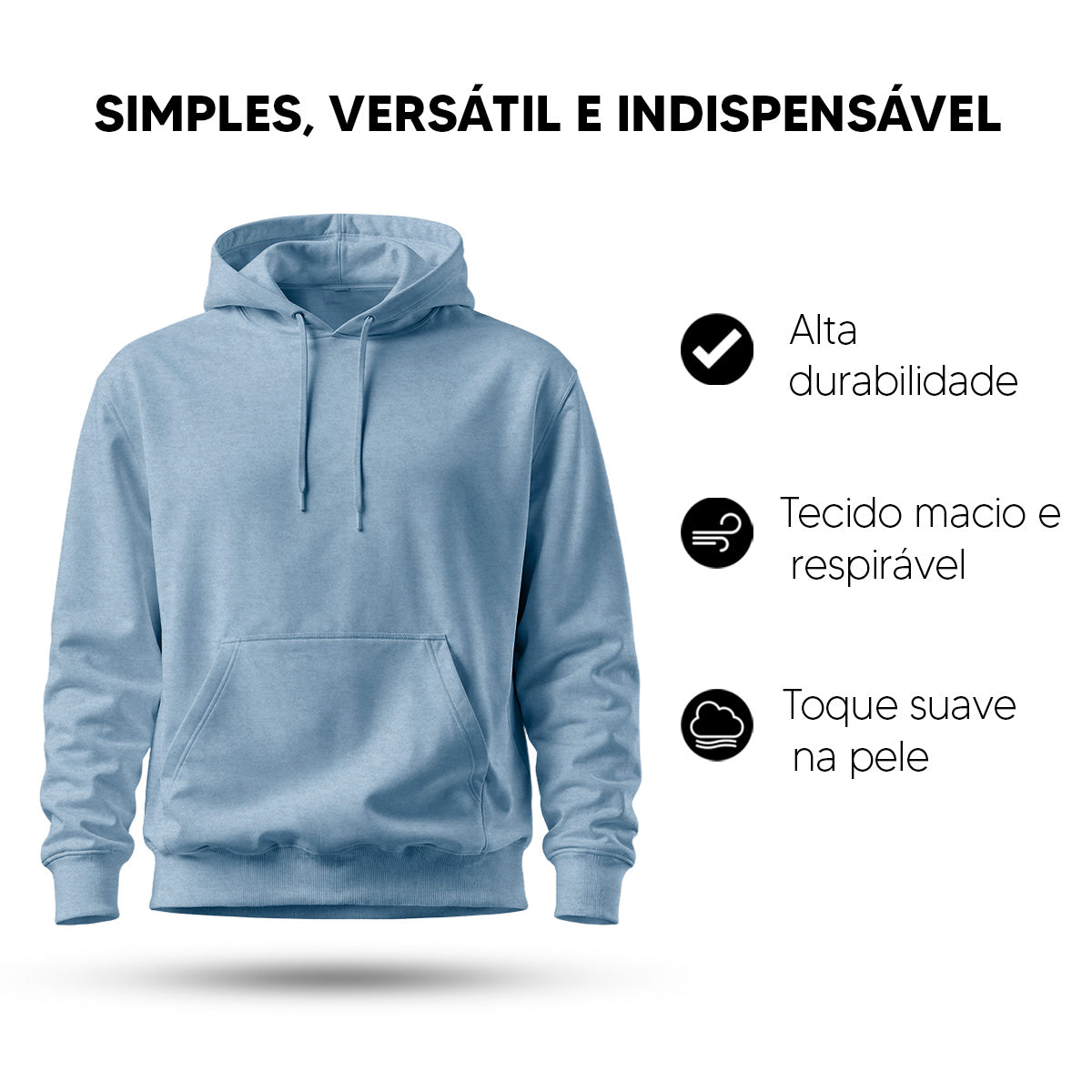 Blusa Moletom Canguru Lisa Premium Slim Algodão (10 PEÇAS POR VARIAÇÃO)