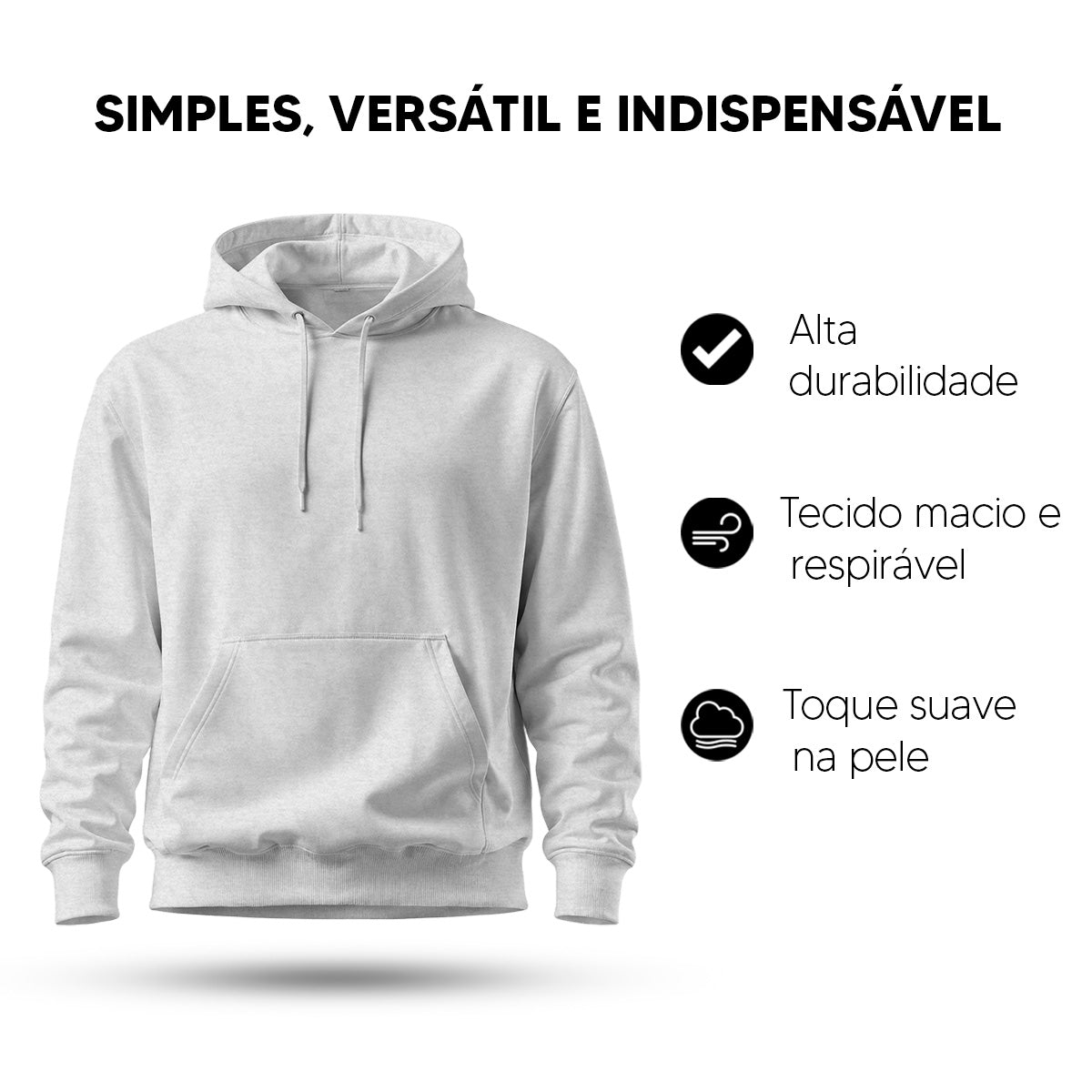Blusa Moletom Canguru Lisa Premium Slim Algodão (10 PEÇAS POR VARIAÇÃO)