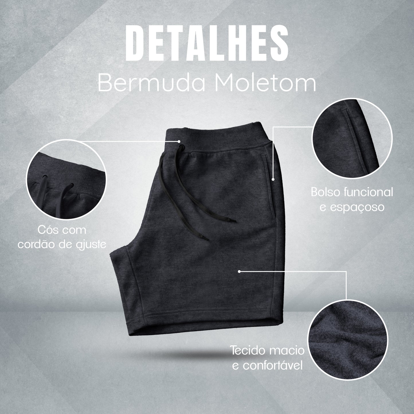 Bermuda Short Moletom Masculino Basico Diversas Cores