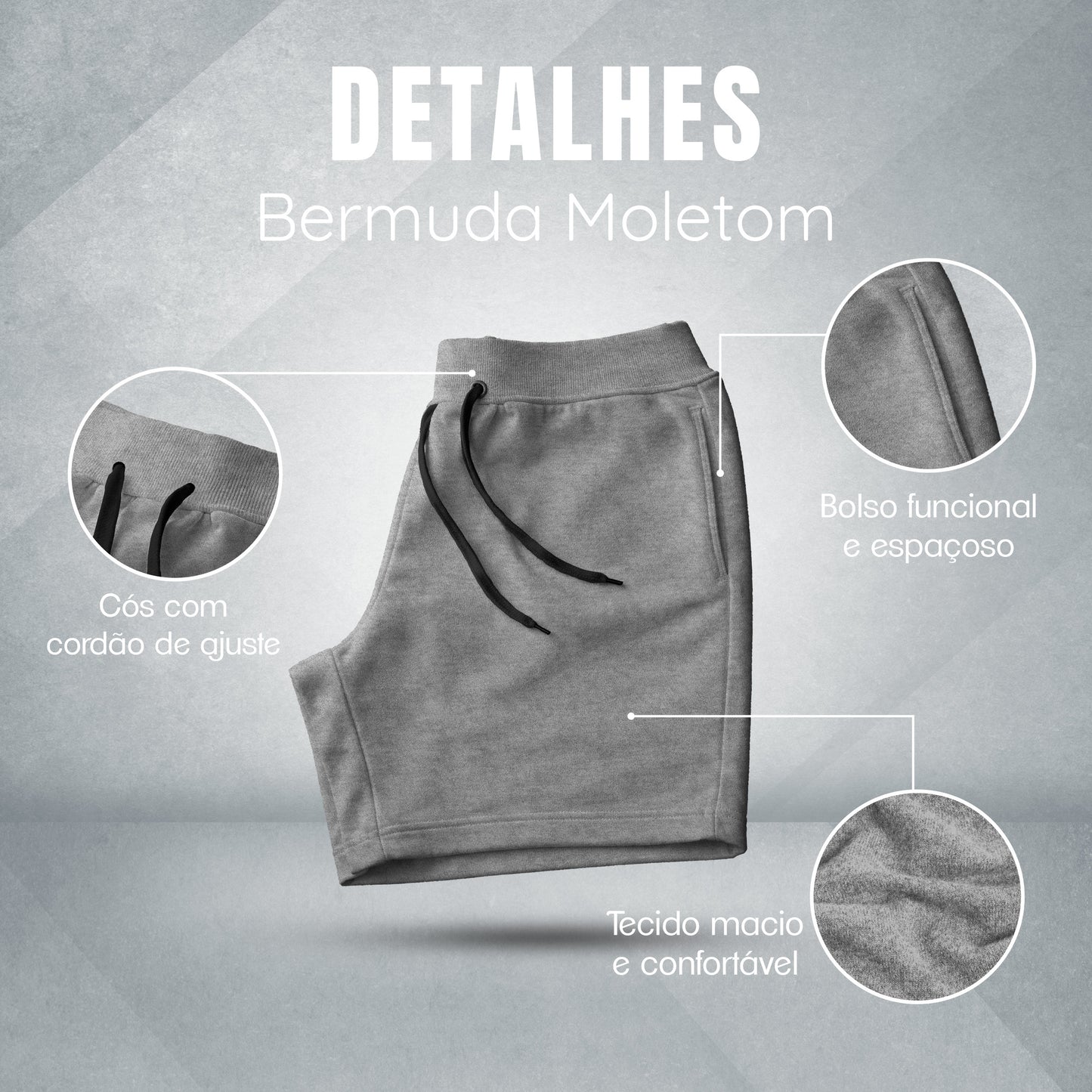 Bermuda Short Moletom Masculino Basico Diversas Cores