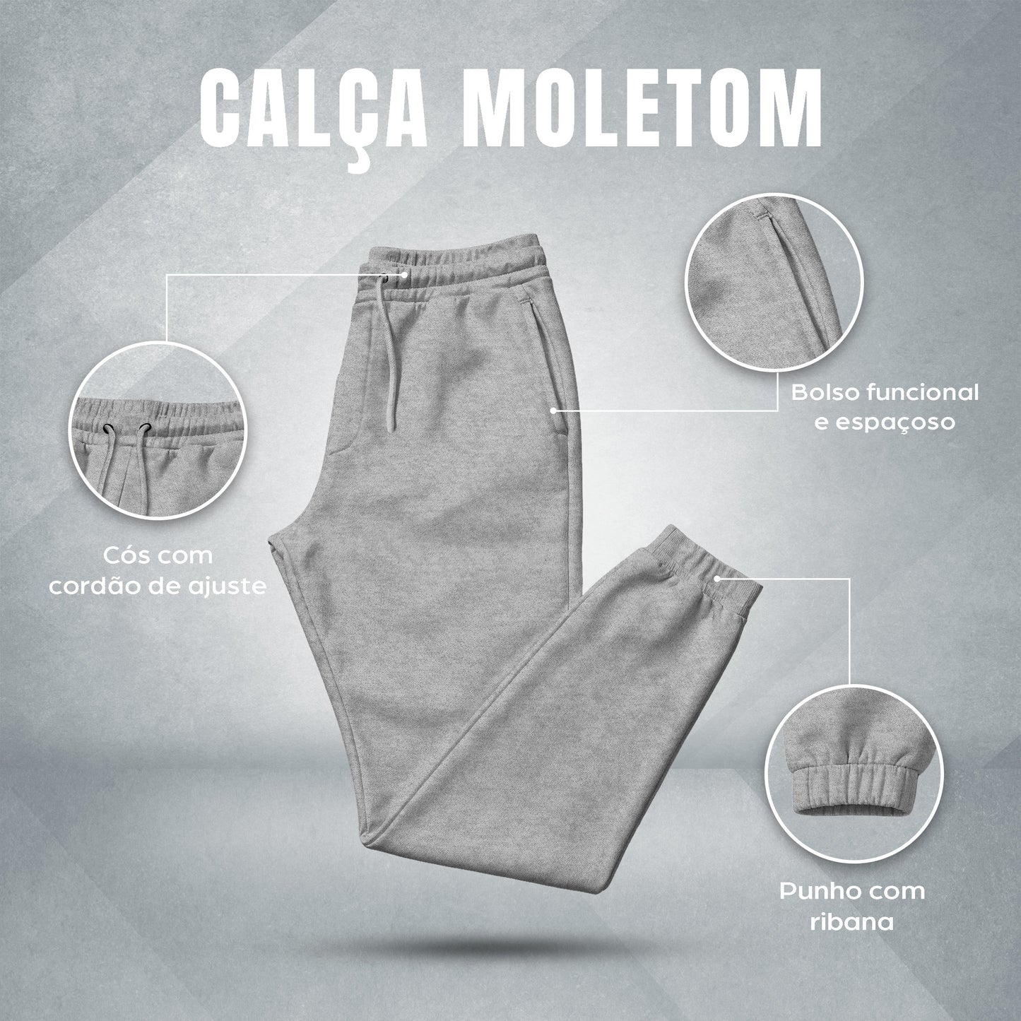 Calça Moletinho / Moletom Preto Liso Algodão Mácio Várias Cores